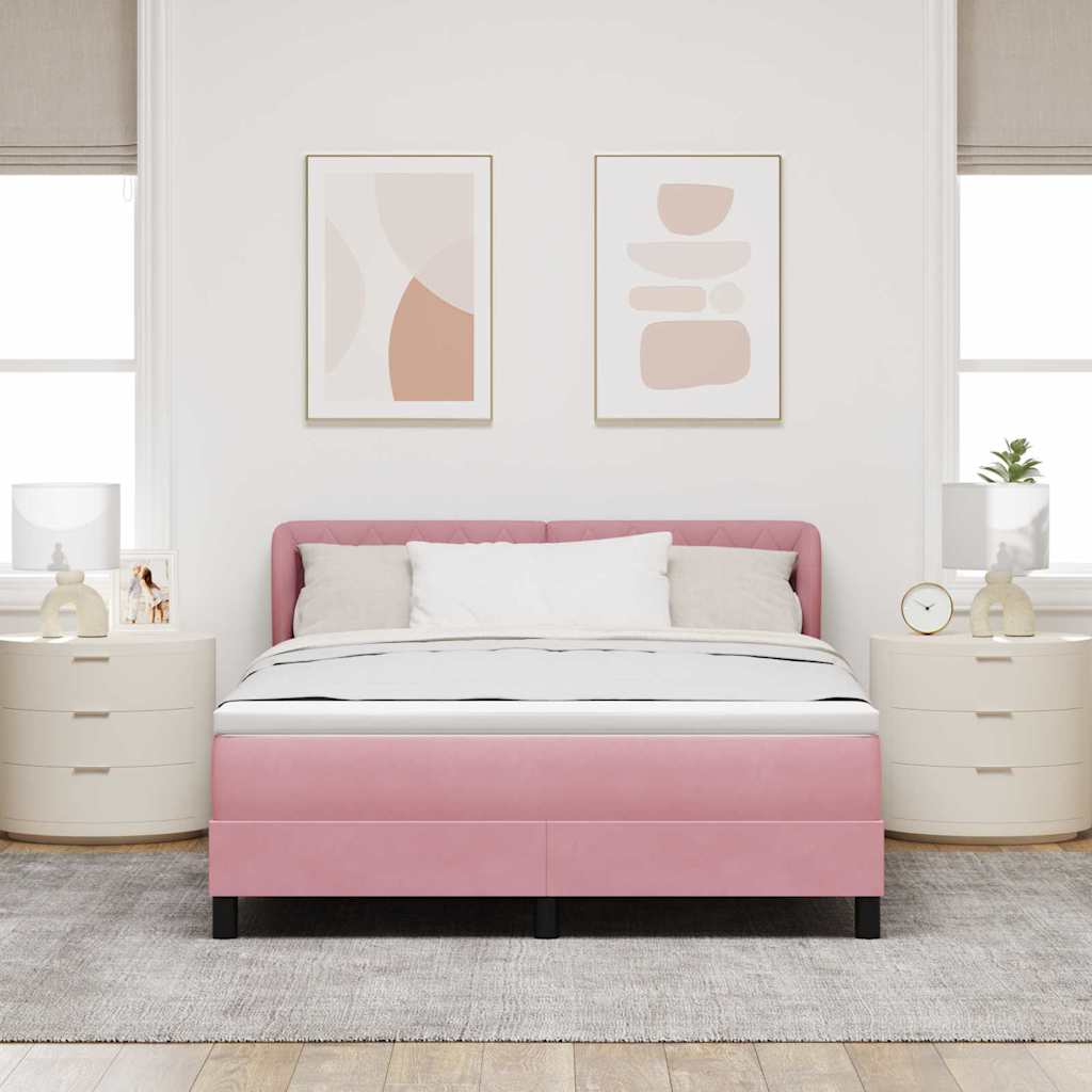 Krevet s opruga kutije Ružičasta 140 x 200 cm Baršun