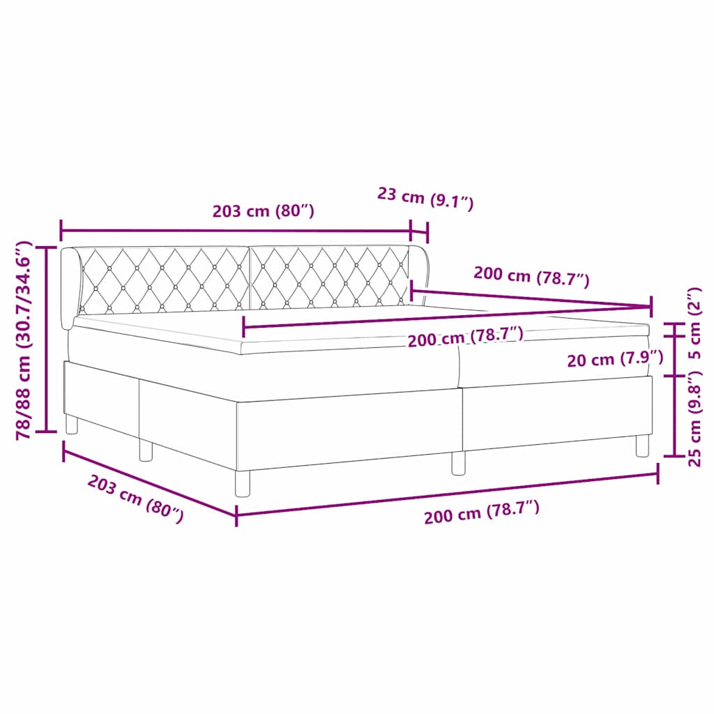 Krevet s opruga kutije Svjetlosiva 200 x 200 cm Baršun