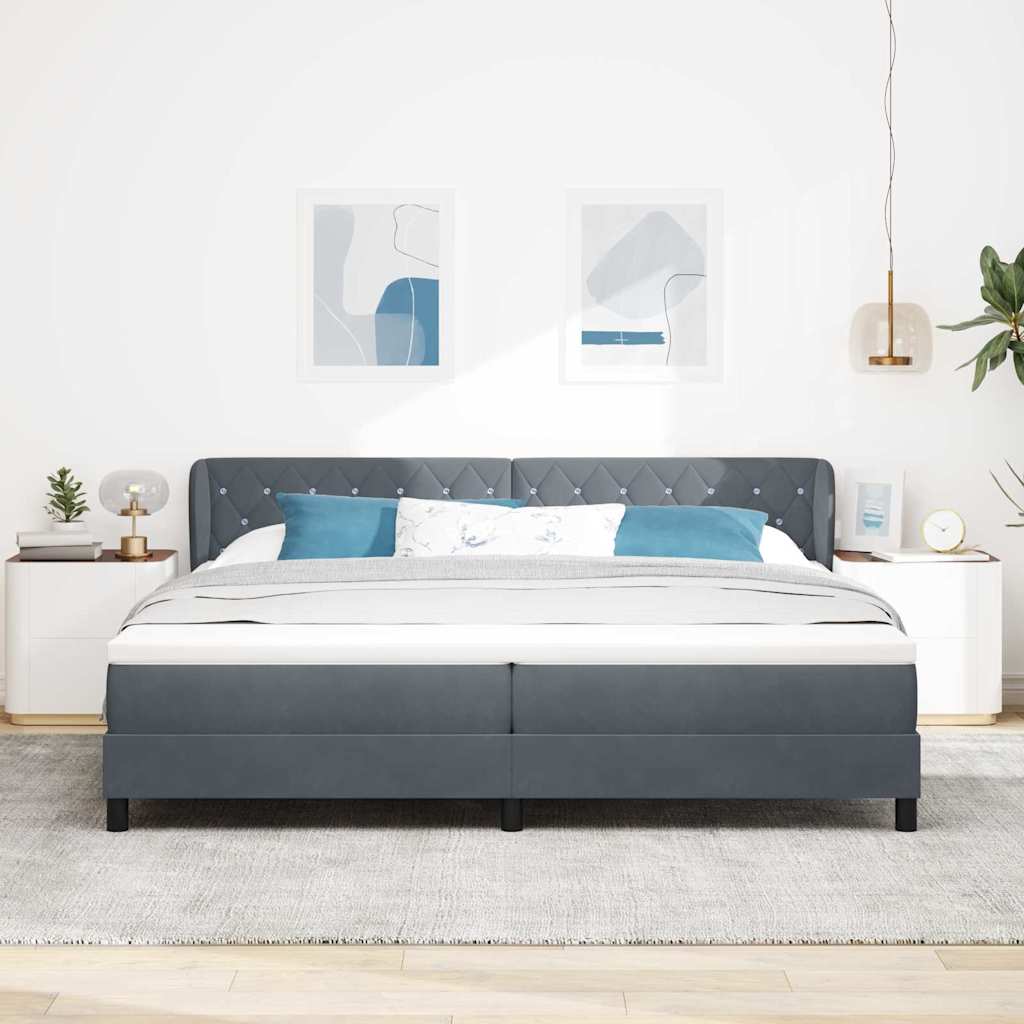 Krevet s opruga kutije Tamno siva 200 x 200 cm Baršun