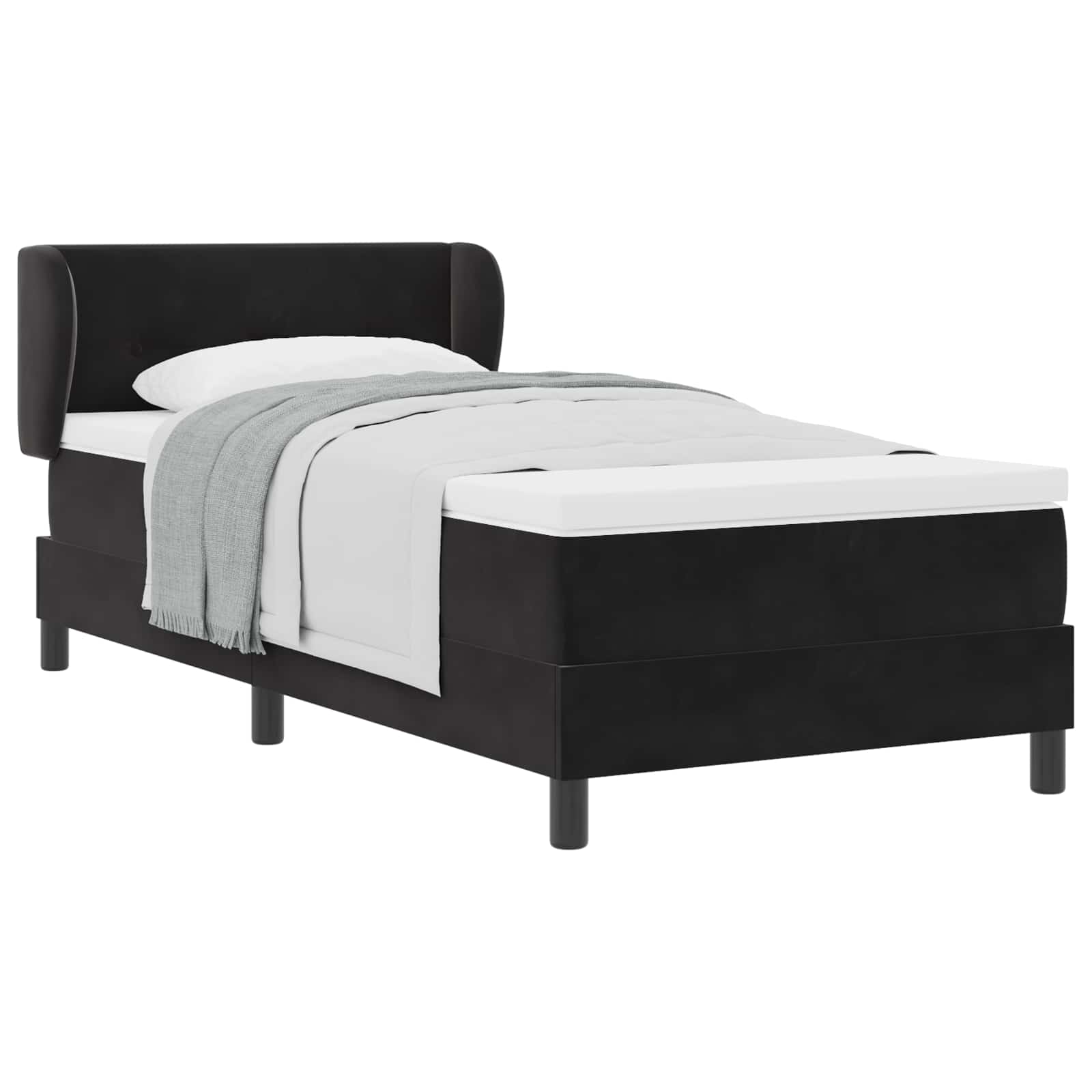 Krevet s opruga kutije s uzglavljem Crna 100 x 200 cm Baršun