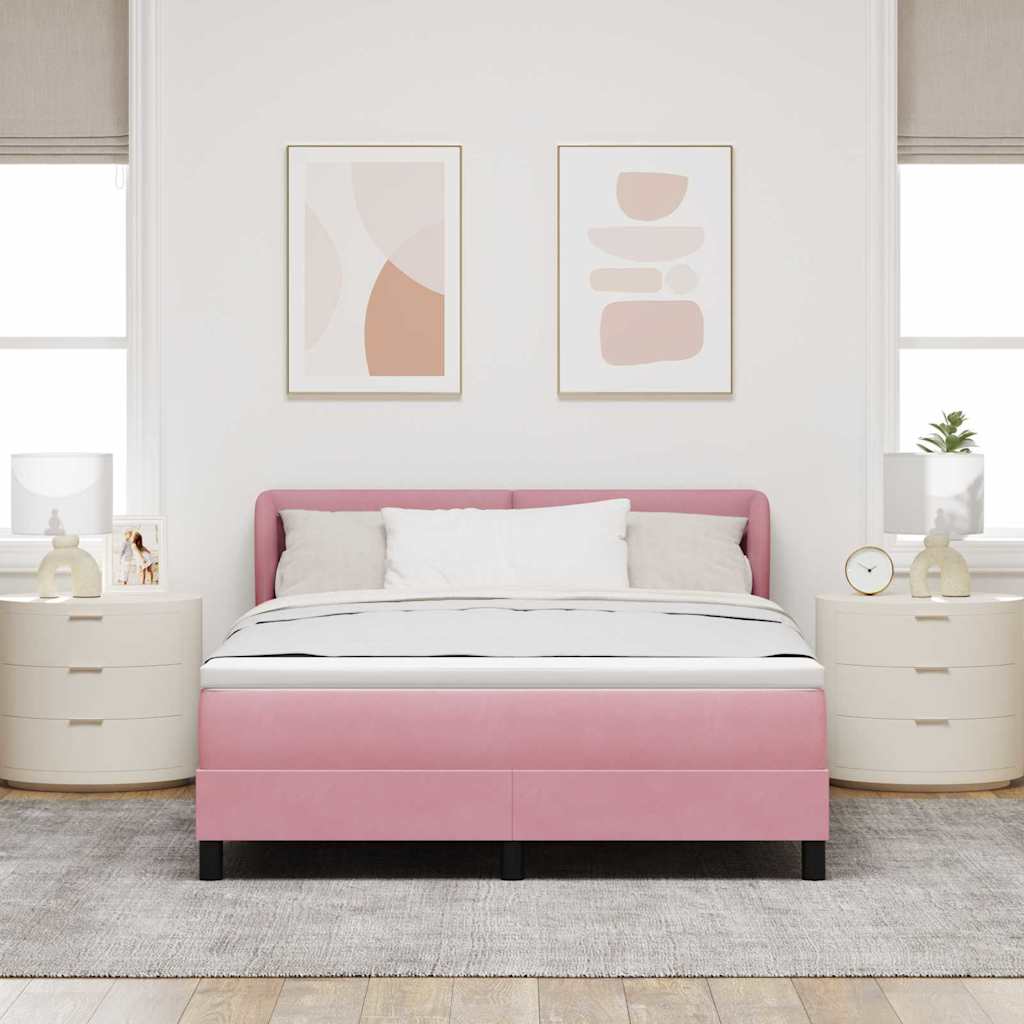 Krevet s opruga kutije Ružičasta 160 x 200 cm Baršun