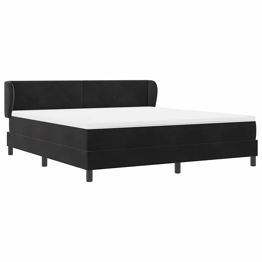 Krevet s opruga kutije s uzglavljem Crna 180 x 200 cm Baršun