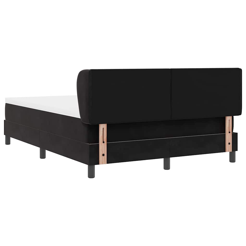 Krevet s opruga kutije s uzglavljem Crna 140 x 190 cm Baršun