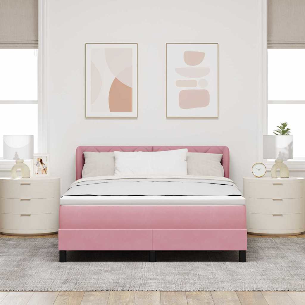 Krevet s opruga kutije Ružičasta 160 x 200 cm Baršun