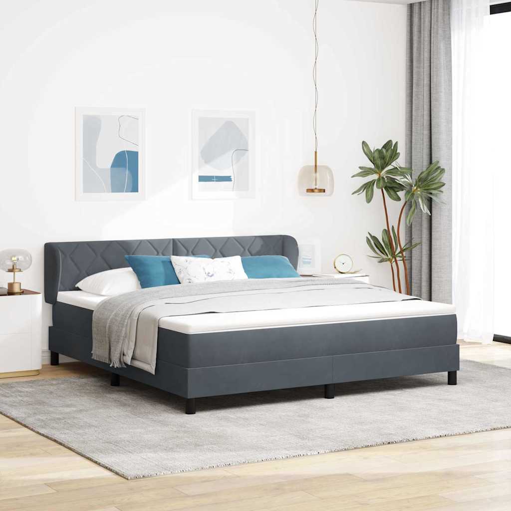 Krevet s opruga kutije Tamno siva 180 x 200 cm Baršun