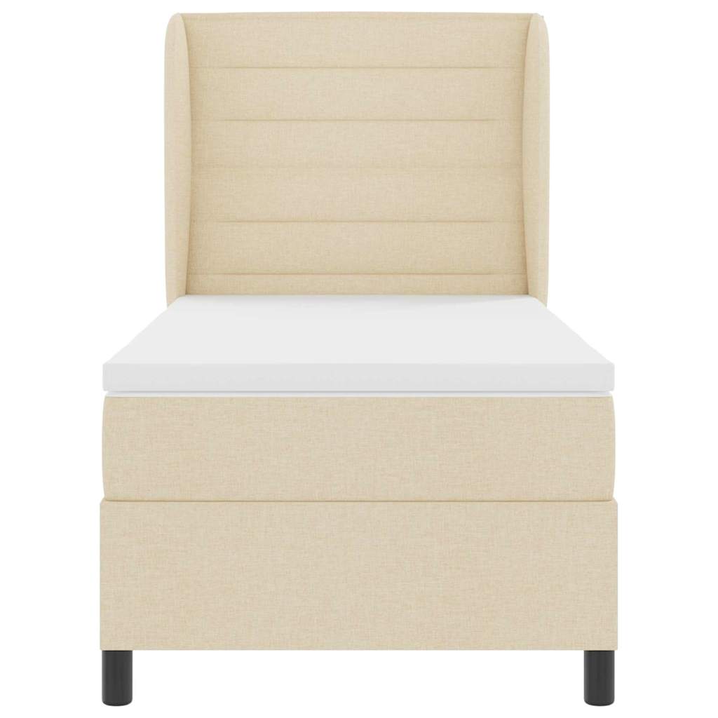 Krevet s opruga kutije s madracem Krema 90 x 190 cm tkanina