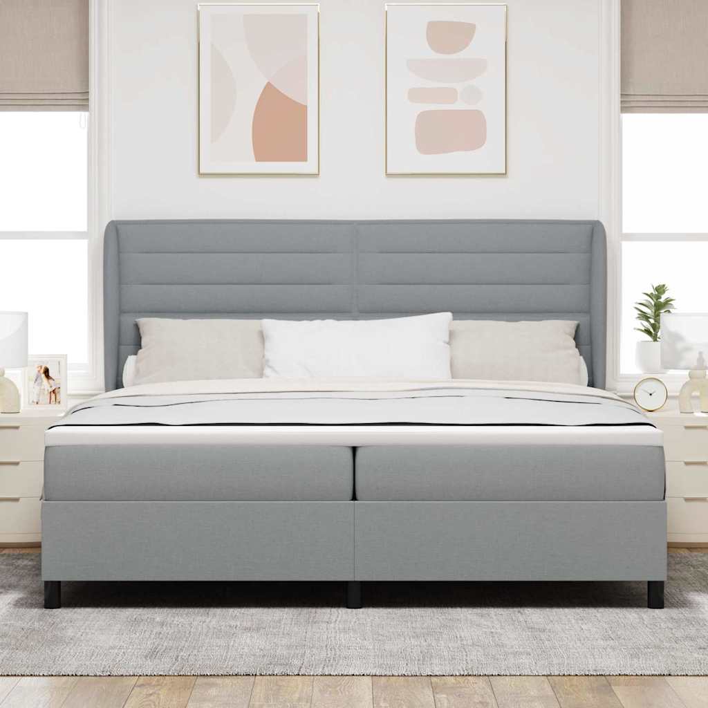 Krevet s opruga kutije Svjetlosiva 200 x 200 cm tkanina