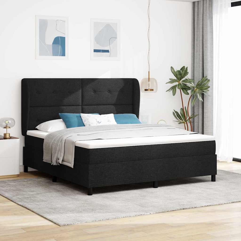 Krevet s opruga kutije s uzglavljem Crna 180 x 200 cm tkanina