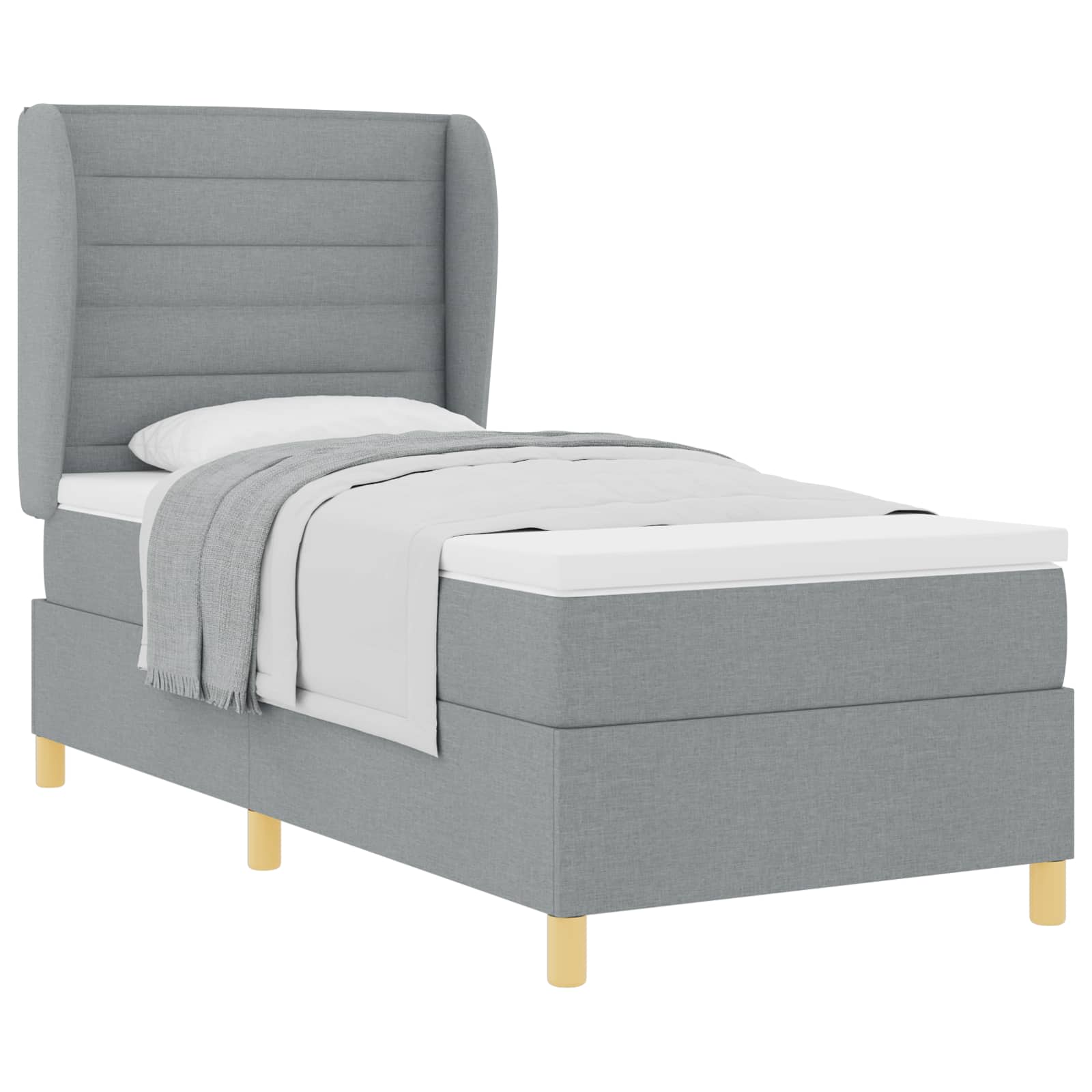 Krevet s opruga kutije Svijetlo siva 200 x 90 cm tkanina