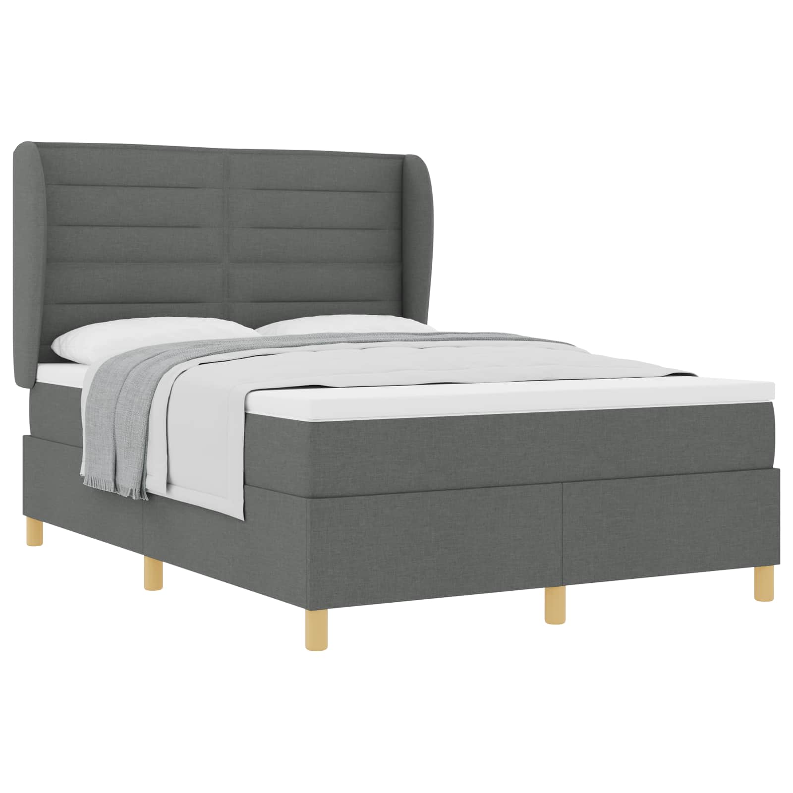 Krevet s opruga kutije Tamno siva 200 x 140 cm tkanina