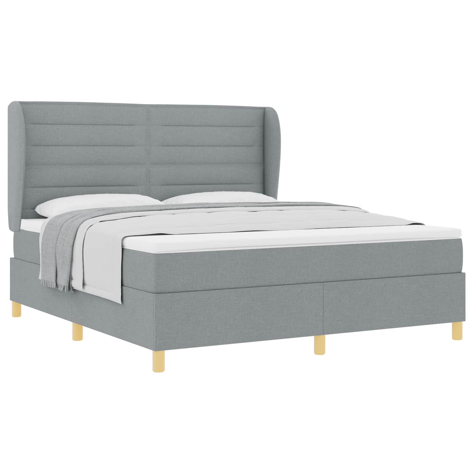 Krevet s opruga kutije Svijetlo siva 200 x 180 cm tkanina