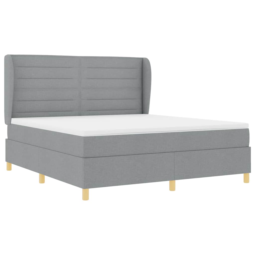 Krevet s opruga kutije Svijetlo siva 200 x 180 cm tkanina
