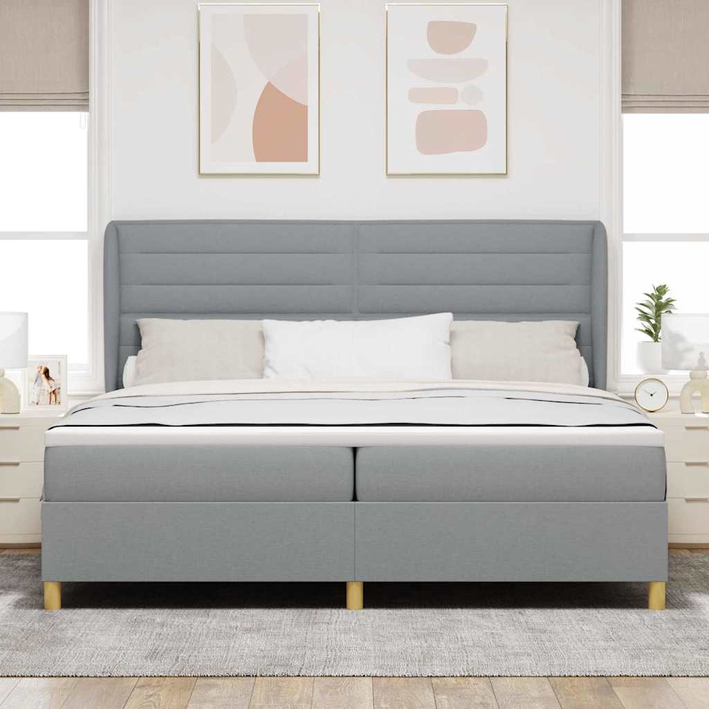 Krevet s opruga kutije Svijetlo siva 200 x 200 cm tkanina