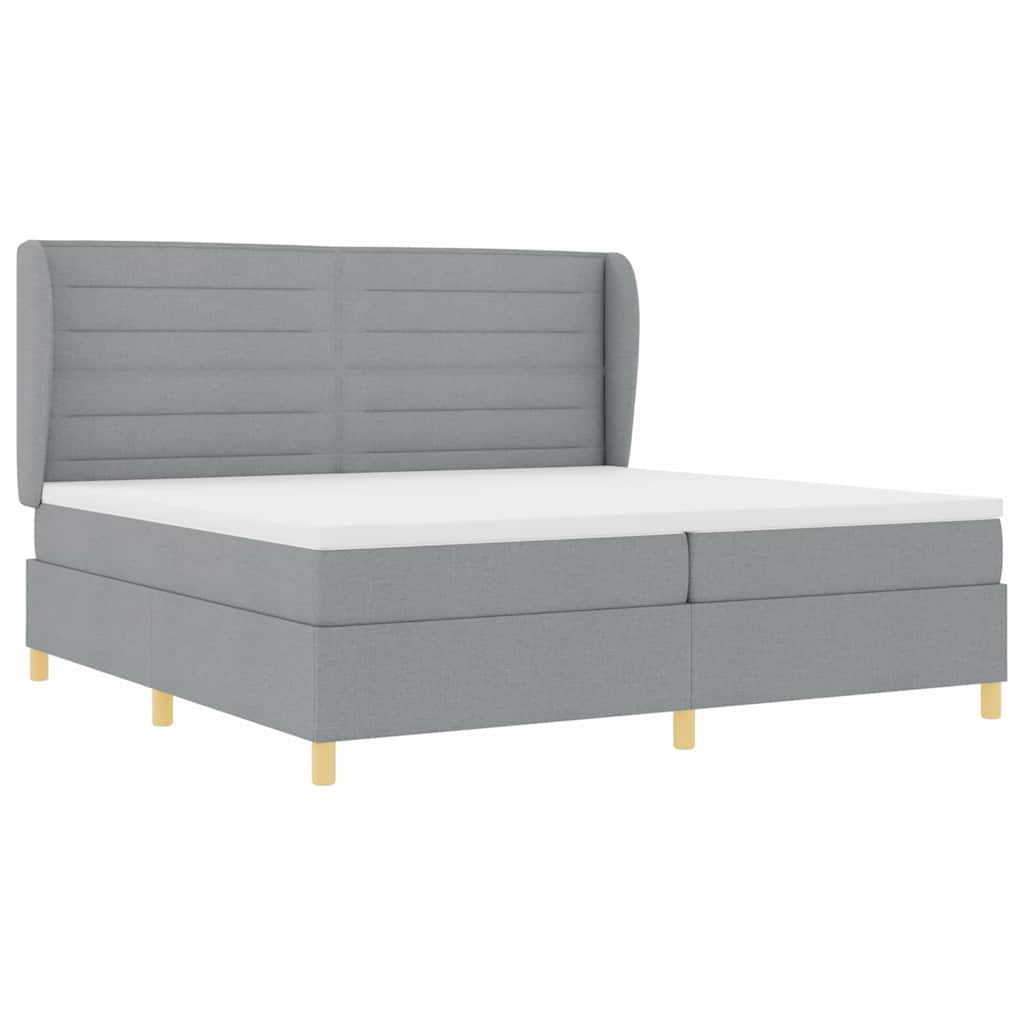 Krevet s opruga kutije Svijetlo siva 200 x 200 cm tkanina