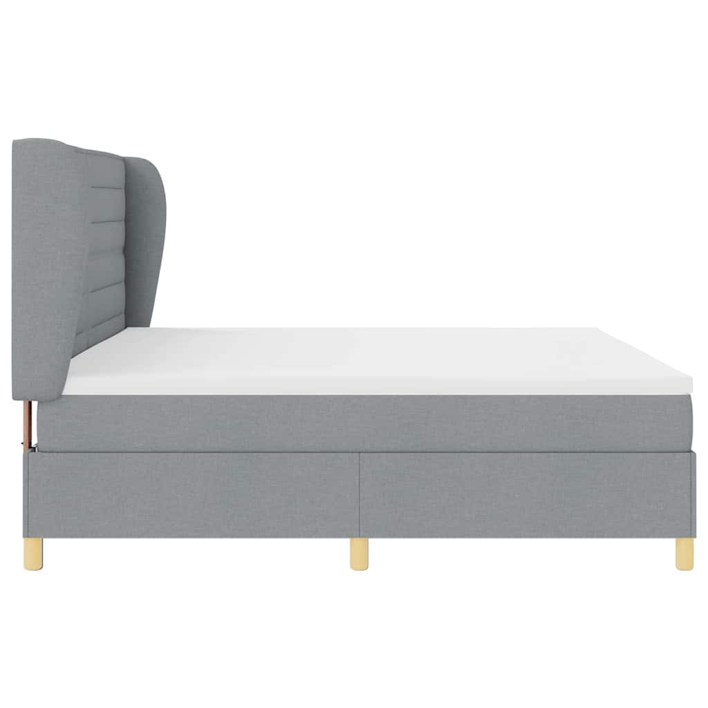 Krevet s opruga kutije Svijetlo siva 200 x 200 cm tkanina