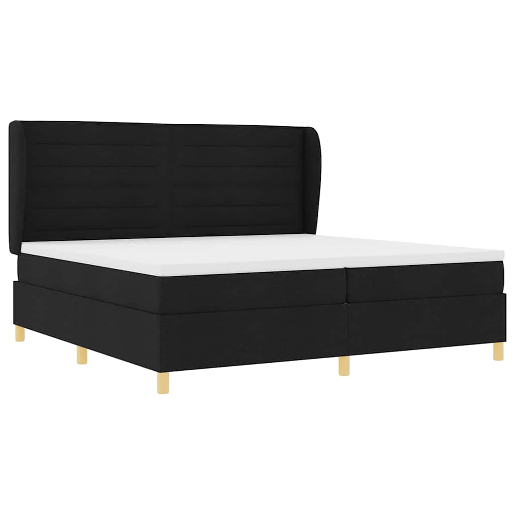 Krevet s opruga kutije s madracem Crna 200 x 200 cm tkanina