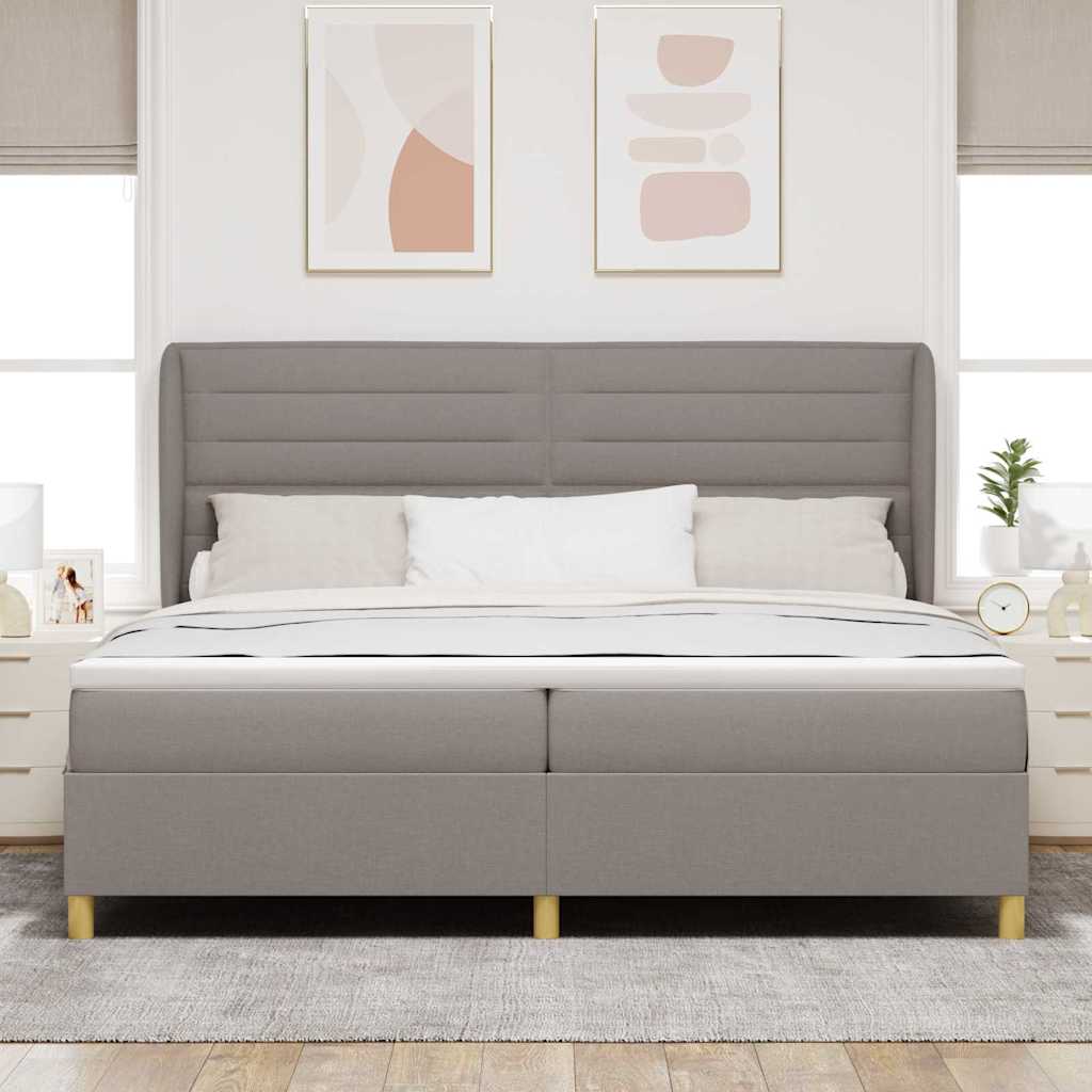 Krevet s opruga kutije Sivo-smeđa 200 x 200 cm tkanina