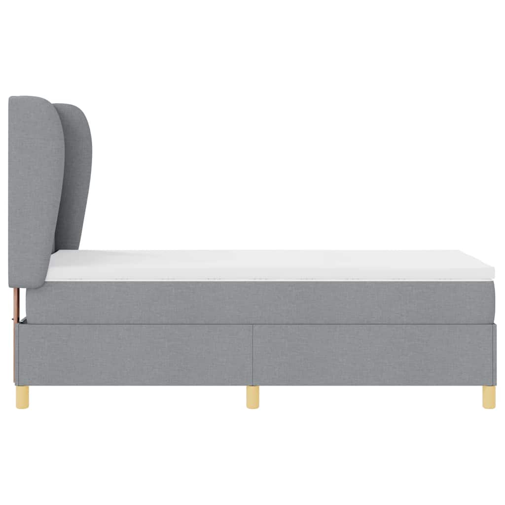 Krevet s opruga kutije Svijetlo siva 190 x 90 cm tkanina