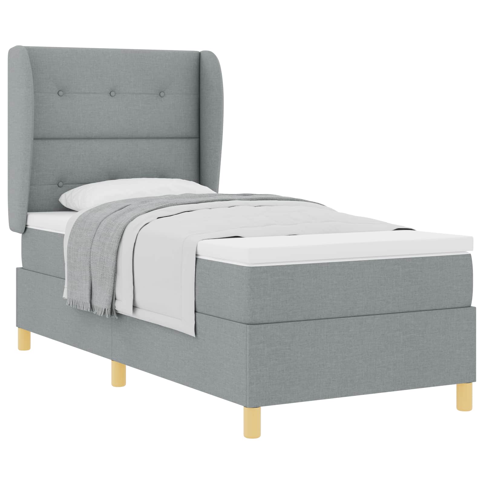 Krevet s opruga kutije Svijetlo siva 200 x 90 cm tkanina