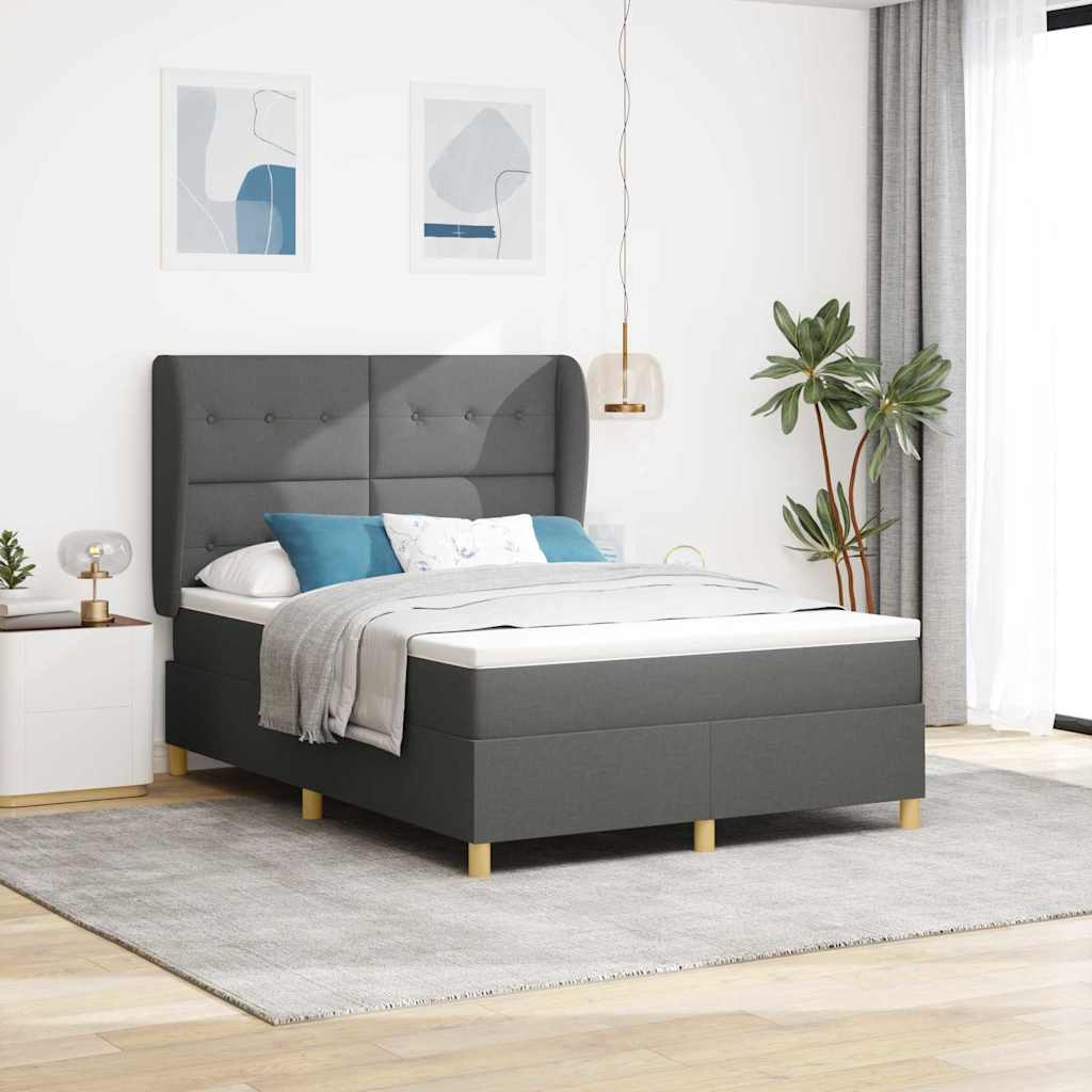 Krevet s opruga kutije Tamno siva 200 x 140 cm tkanina