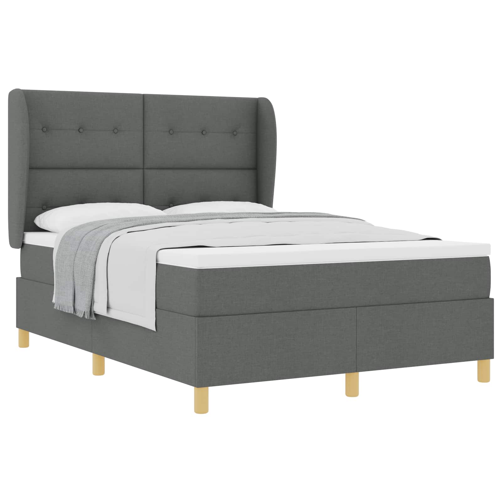 Krevet s opruga kutije Tamno siva 200 x 140 cm tkanina