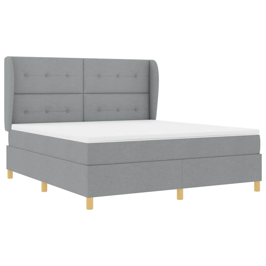 Krevet s opruga kutije Svijetlo siva 200 x 180 cm tkanina