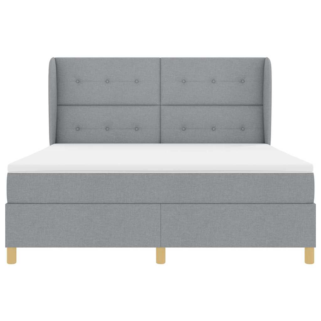 Krevet s opruga kutije Svijetlo siva 200 x 180 cm tkanina