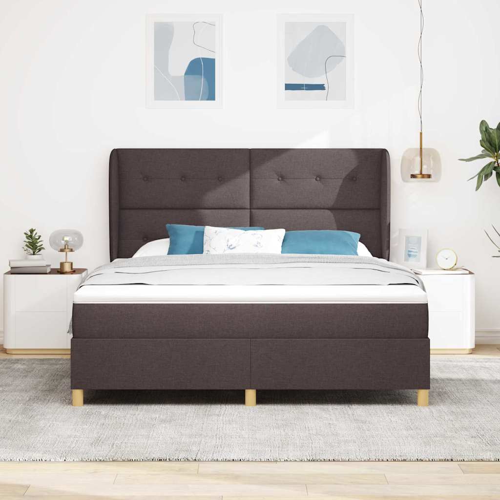 Krevet s opruga kutije Tamno smeđa 200 x 180 cm tkanina