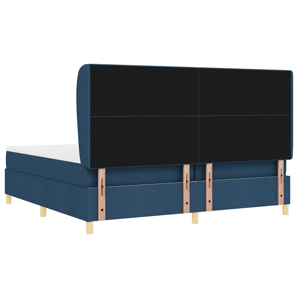 Krevet s opruga kutije s uzglavljem Plava 200 x 200 cm tkanina