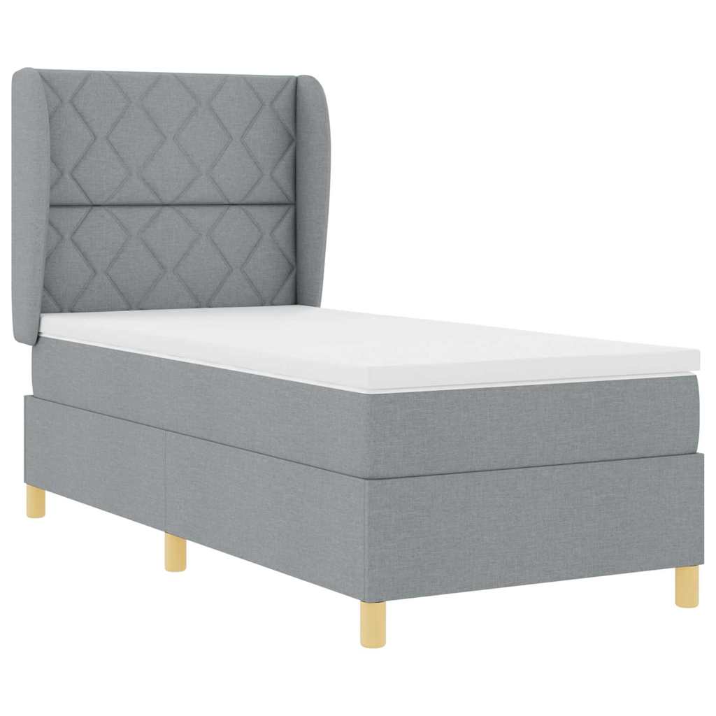 Krevet s opruga kutije Svijetlo siva 200 x 100 cm tkanina