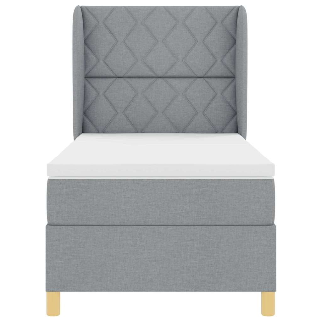 Krevet s opruga kutije Svijetlo siva 200 x 100 cm tkanina