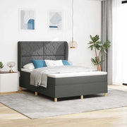 Krevet s opruga kutije Tamno siva 200 x 140 cm tkanina