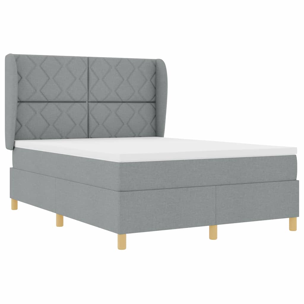 Krevet s opruga kutije Svijetlo siva 200 x 160 cm tkanina