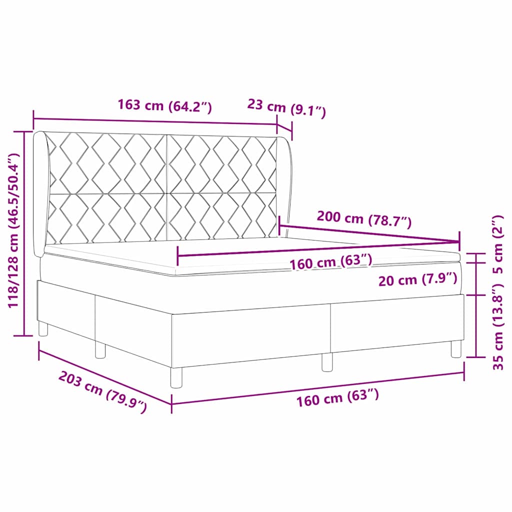 Krevet s opruga kutije Svijetlo siva 200 x 160 cm tkanina