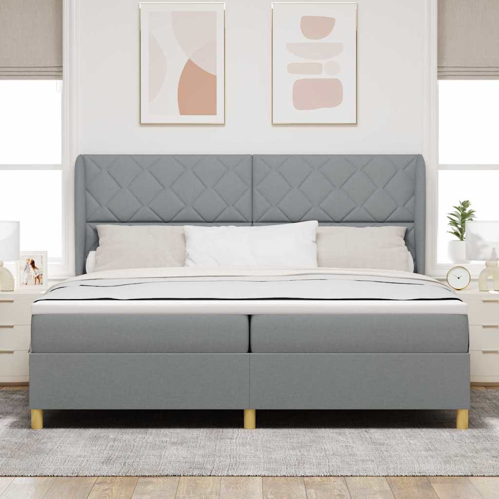 Krevet s opruga kutije Svijetlo siva 200 x 200 cm tkanina