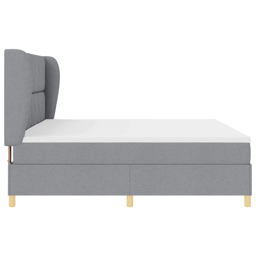 Krevet s opruga kutije Svijetlo siva 200 x 200 cm tkanina