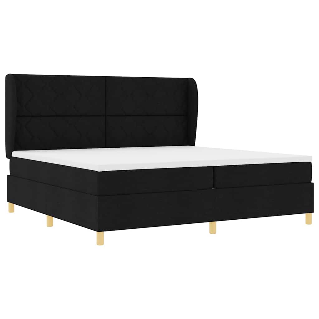Krevet s opruga kutije s uzglavljem Crna 200 x 200 cm tkanina