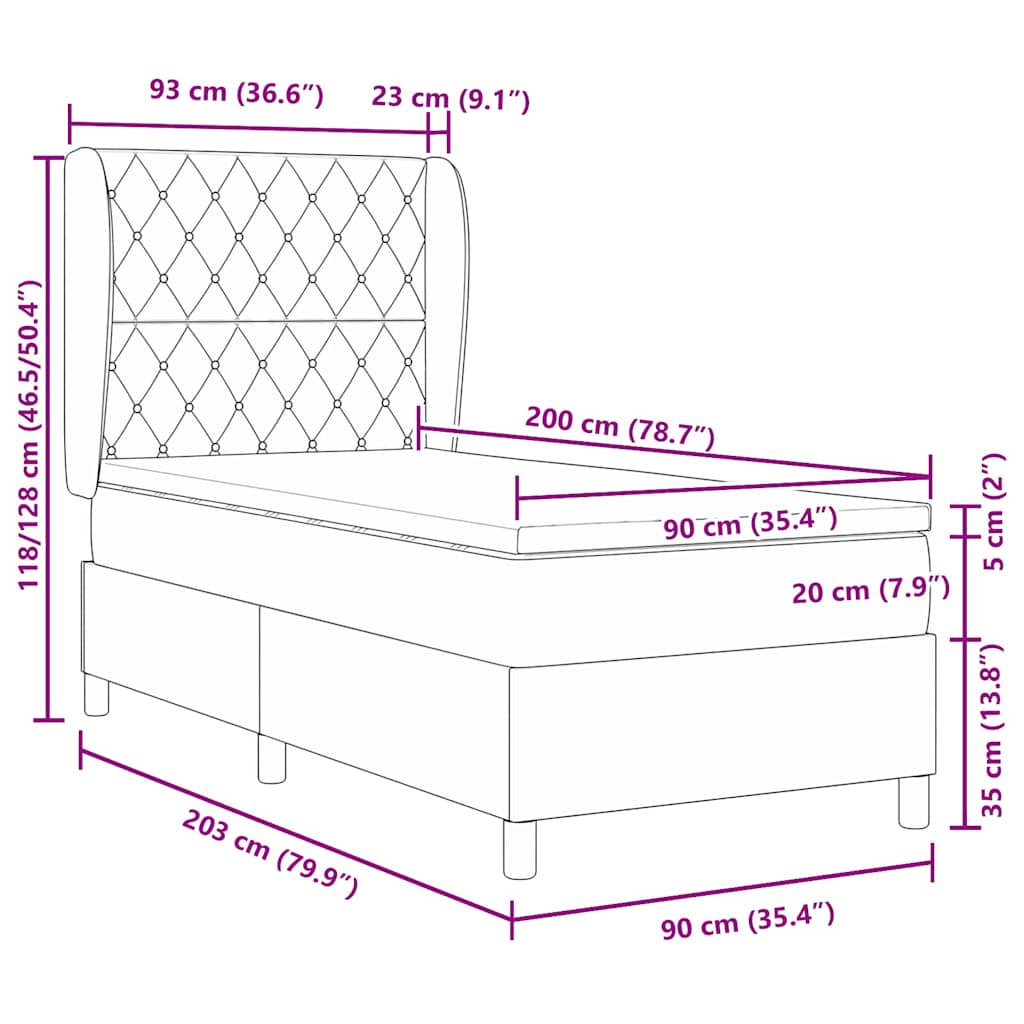 Krevet s opruga kutije Svijetlo siva 200 x 90 cm Baršun