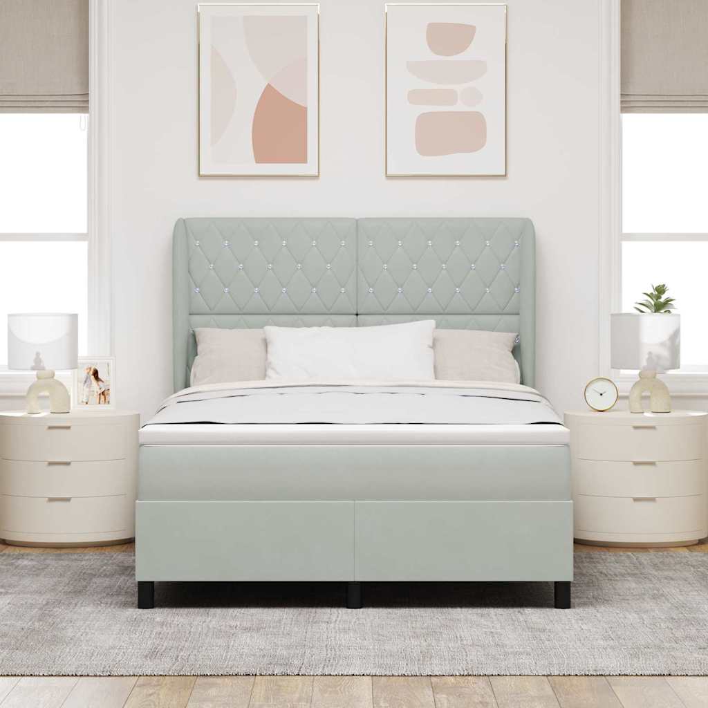 Krevet s opruga kutije Svijetlo siva 200 x 140 cm Baršun