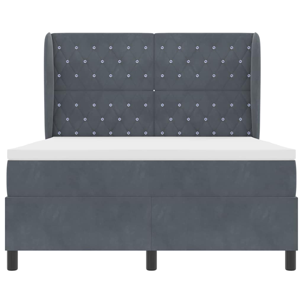 Krevet s opruga kutije Tamno siva 200 x 140 cm Baršun