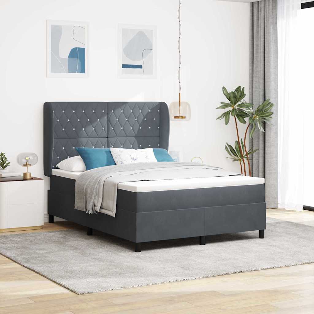 Krevet s opruga kutije Tamno siva 200 x 160 cm Baršun