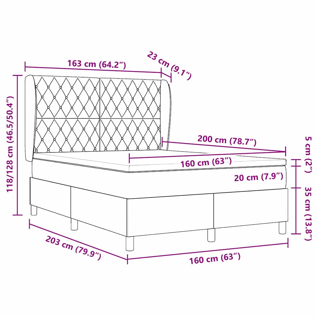 Krevet s opruga kutije Tamnozelena 200 x 160 cm Baršun