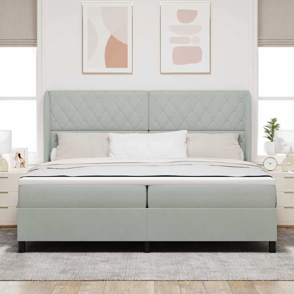 Krevet s opruga kutije Svijetlo siva 200 x 200 cm Baršun