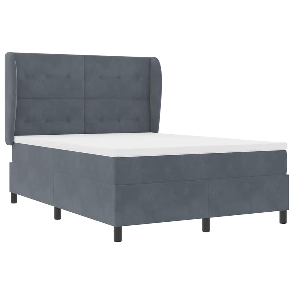 Krevet s opruga kutije Tamno siva 200 x 140 cm Baršun