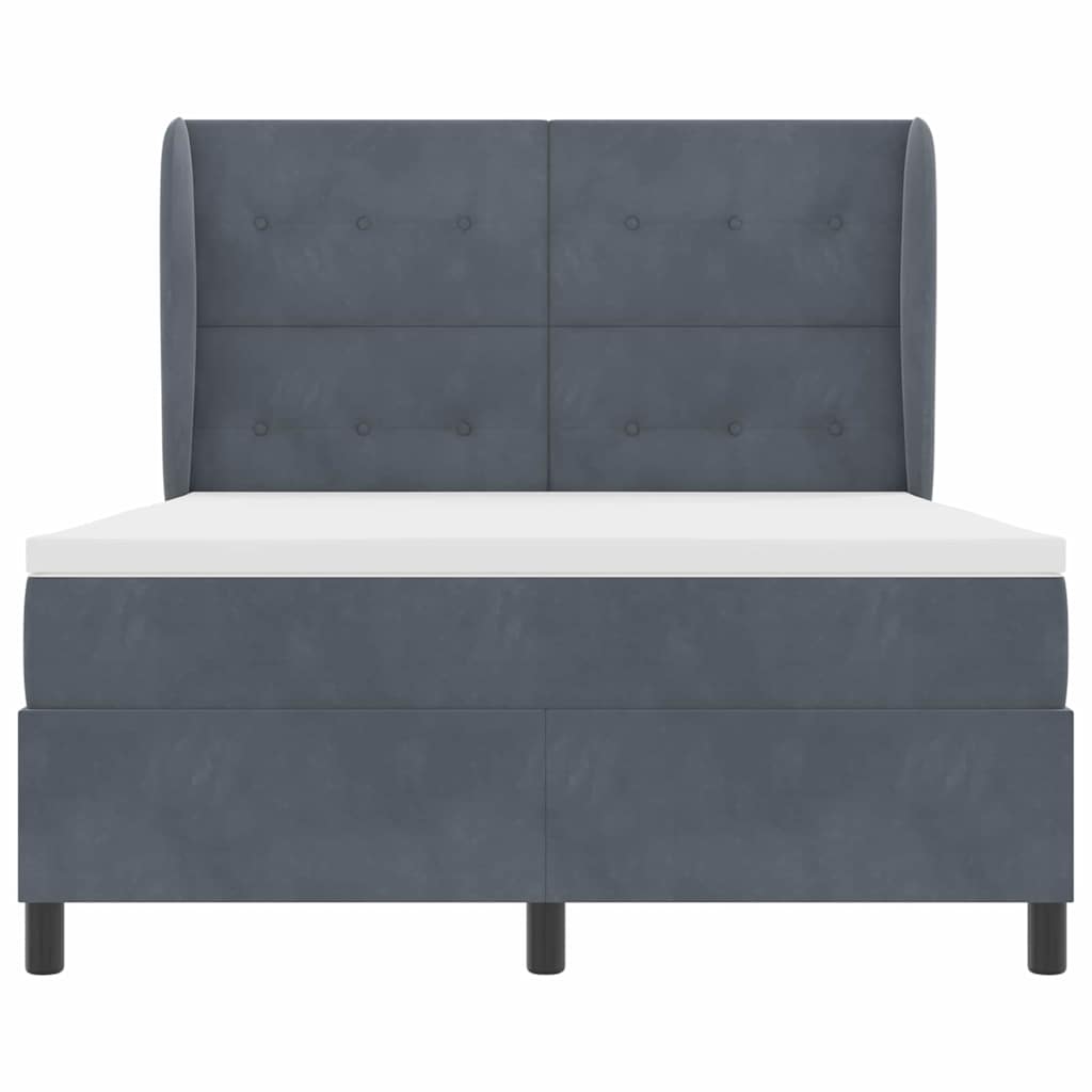 Krevet s opruga kutije Tamno siva 200 x 140 cm Baršun
