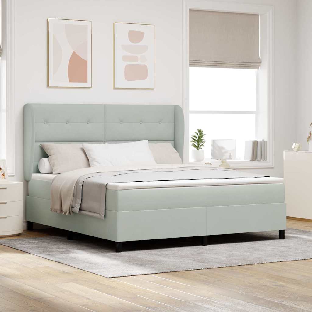 Krevet s opruga kutije Svijetlo siva 200 x 180 cm Baršun