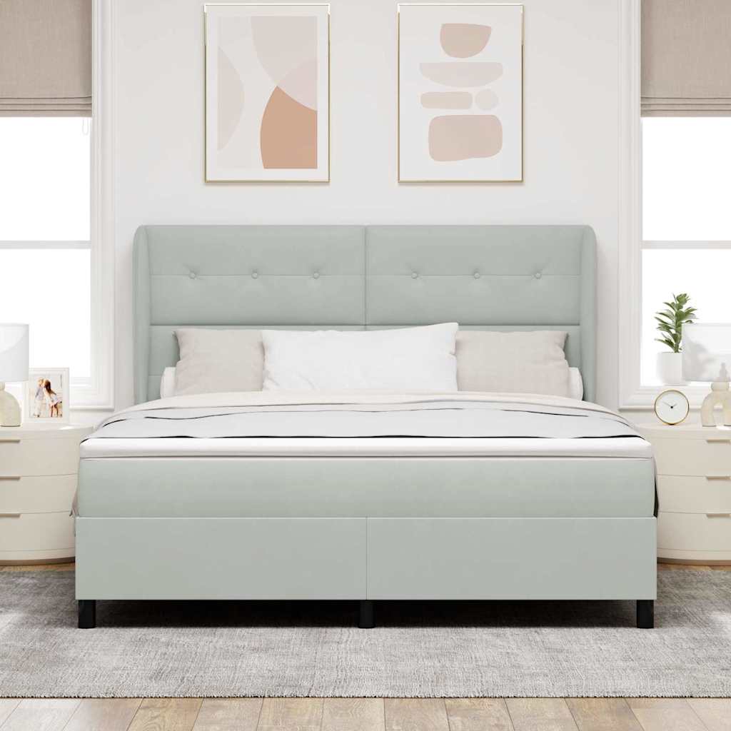 Krevet s opruga kutije Svijetlo siva 200 x 180 cm Baršun