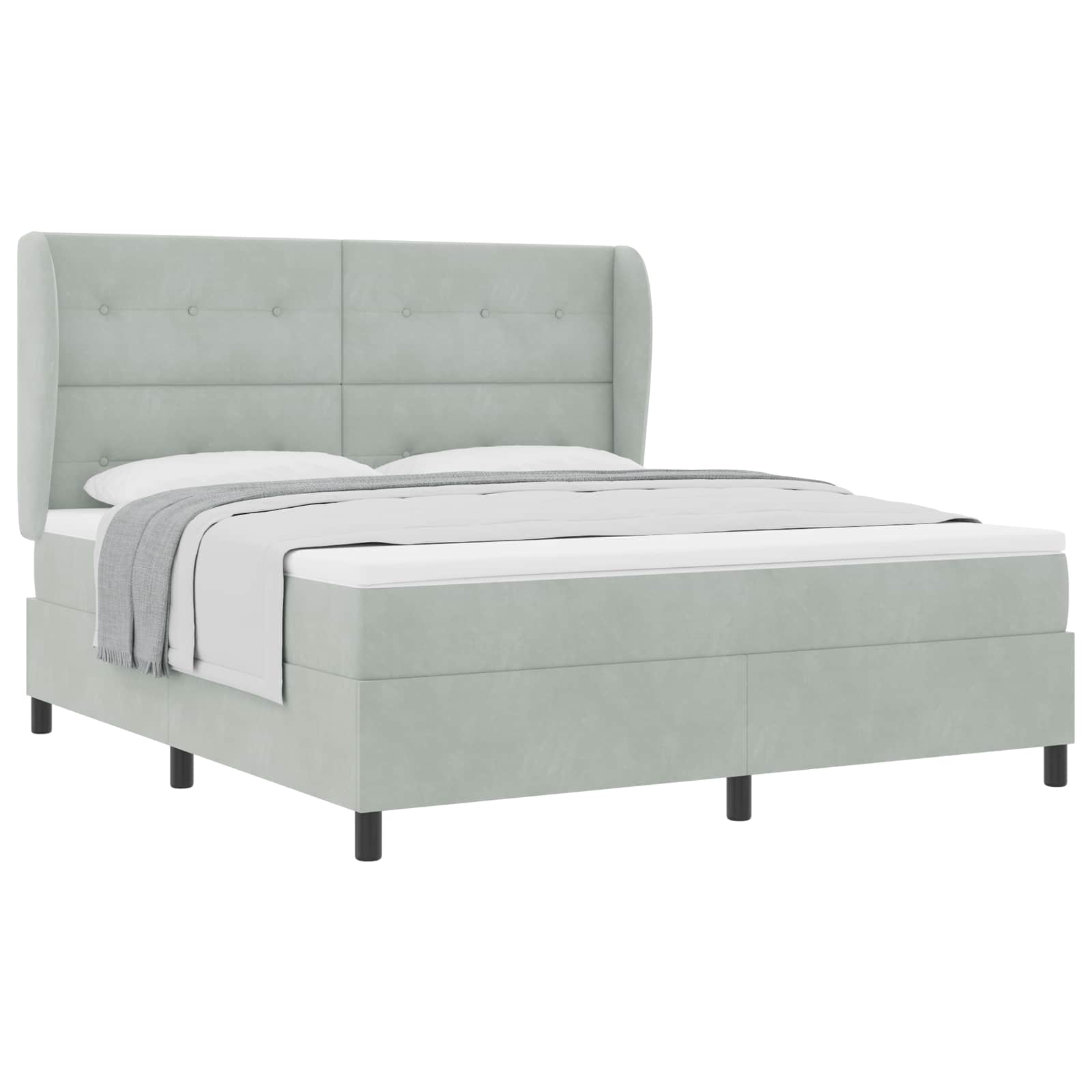Krevet s opruga kutije Svijetlo siva 200 x 180 cm Baršun
