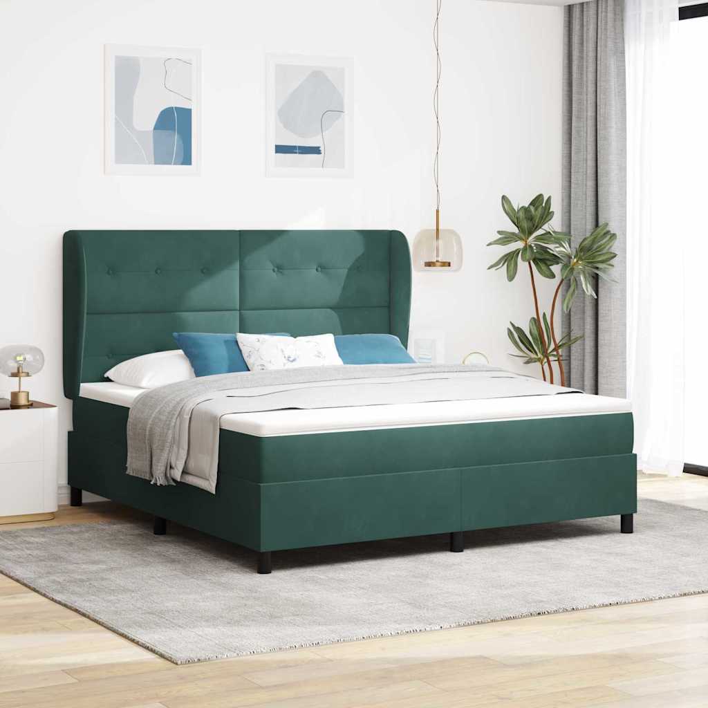 Krevet s opruga kutije Tamnozelena 200 x 180 cm Baršun