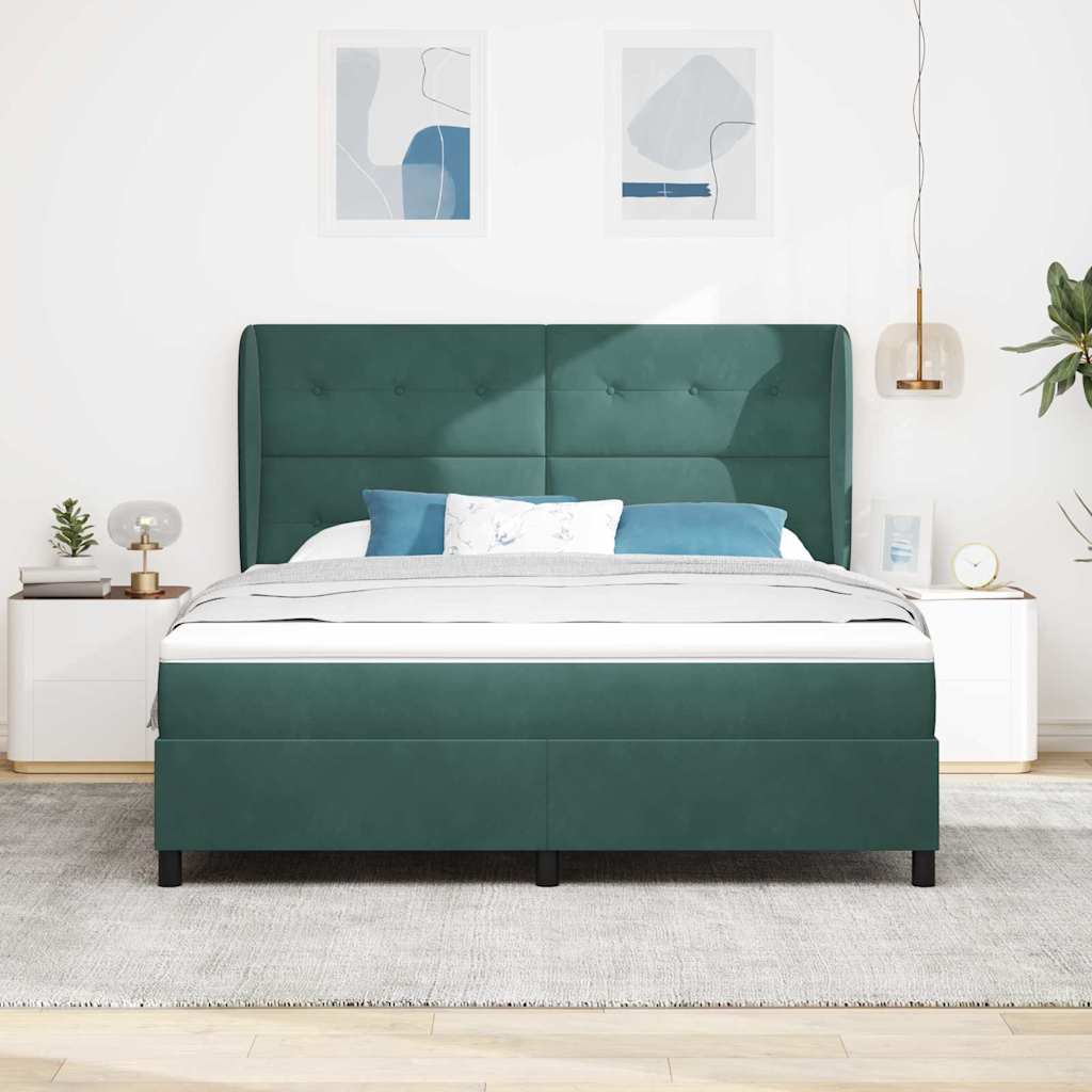Krevet s opruga kutije Tamnozelena 200 x 180 cm Baršun
